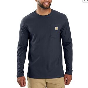 CARHARTT FORCE STYLE #106656  RELAXED LS T-SHIRT NAVY NWT SIZE L